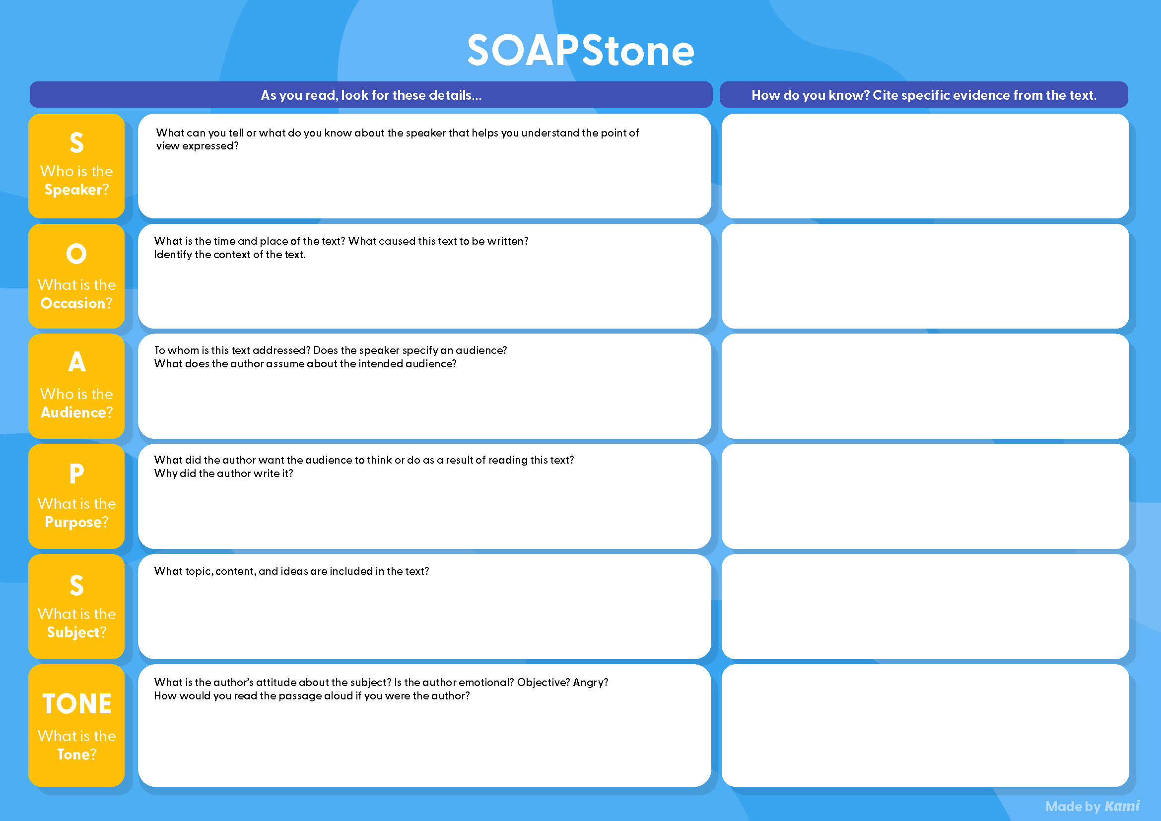 SOAPStone for Teachers | Perfect for grades 10th, 11th, 12th, 7th, 8th