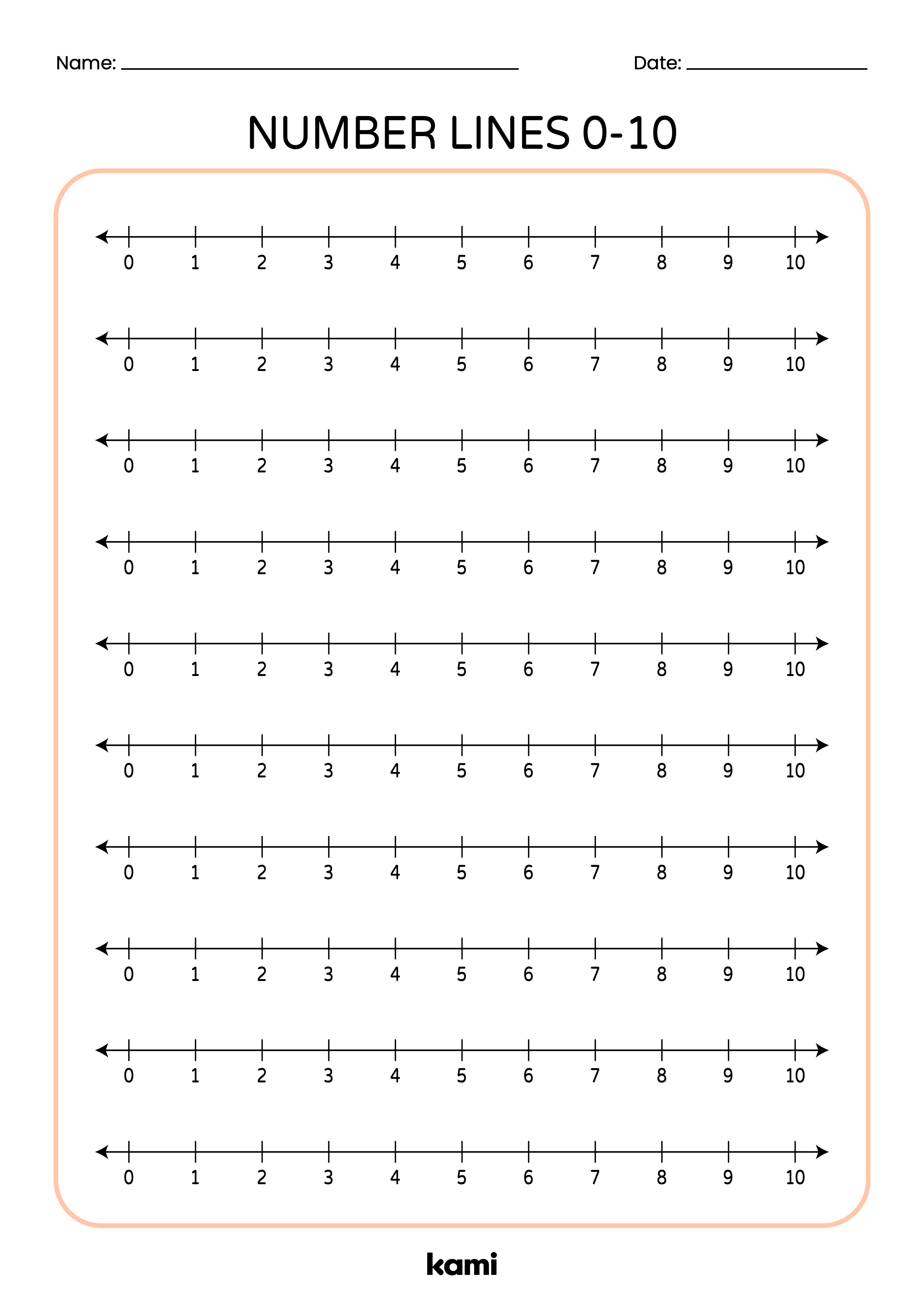 Number Lines Chart 010 for Teachers Perfect for grades 1st, 2nd