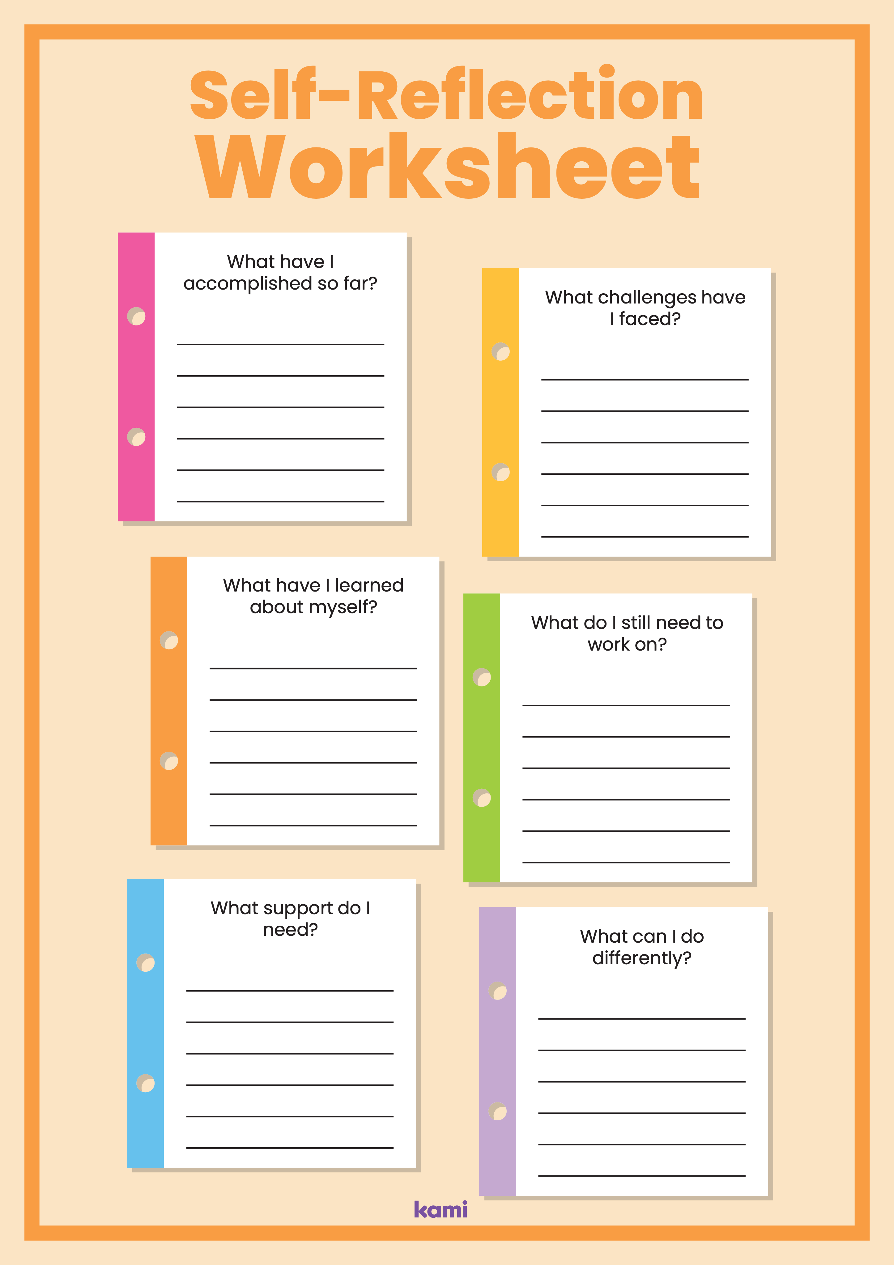 Self-Reflection Worksheet | Notes for Teachers | Perfect for grades
