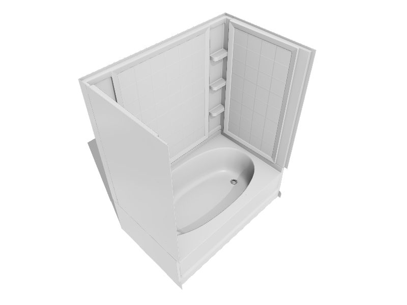 Sterling Ensemble AFD 36in x 60in x 74in White 4Piece Bathtub and Shower Combination Kit