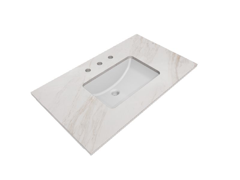 37in Ariston Natural Marble Undermount Single Sink Bathroom Vanity Top