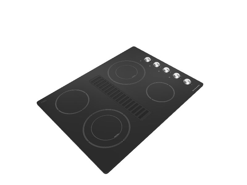 KitchenAid 30in 4 Elements Smooth Surface Black Electric Cooktop with Downdraft Exhaust at