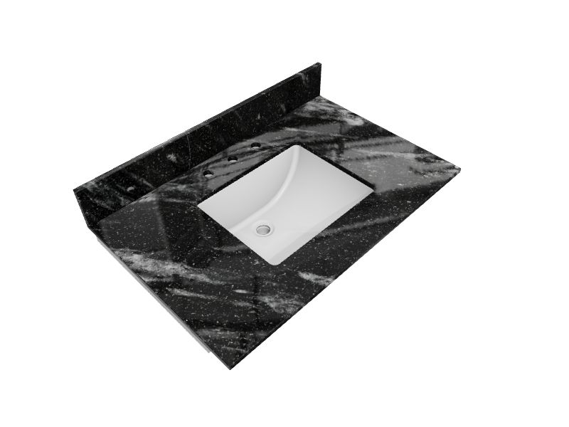 Bestview 49in x 22in Thunder Black Granite Undermount Single Sink Bathroom Vanity Top in the