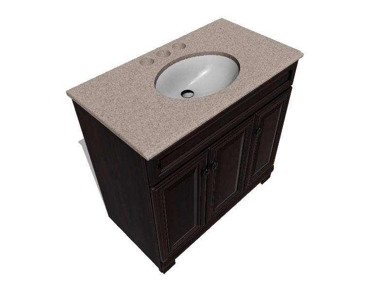 Style Selections Gladmere 36in Java Single Sink Bathroom Vanity with Nutmeg Solid Surface Top