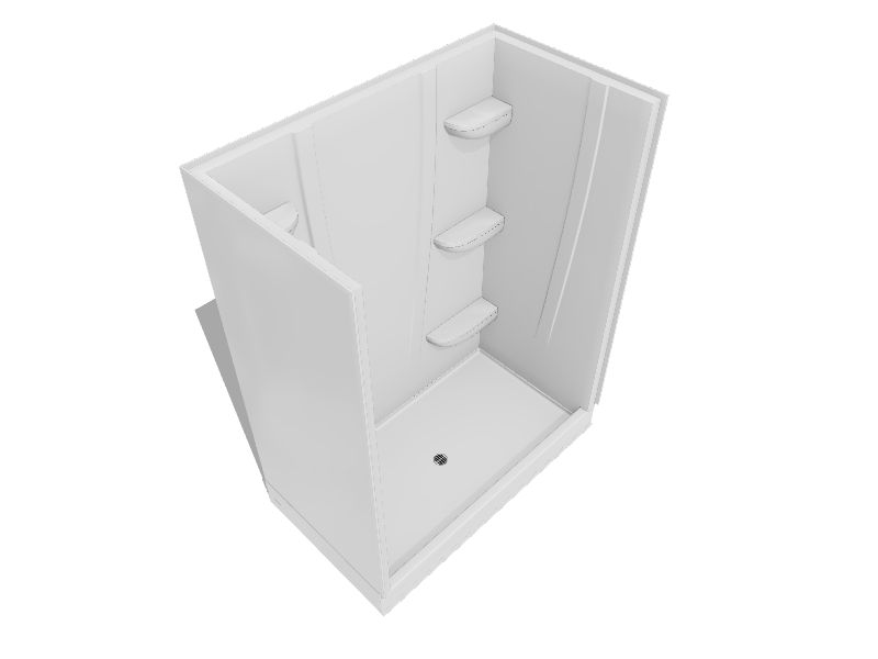 A2 White 60in x 34in x 76in Alcove Shower Kit (Center Drain) at