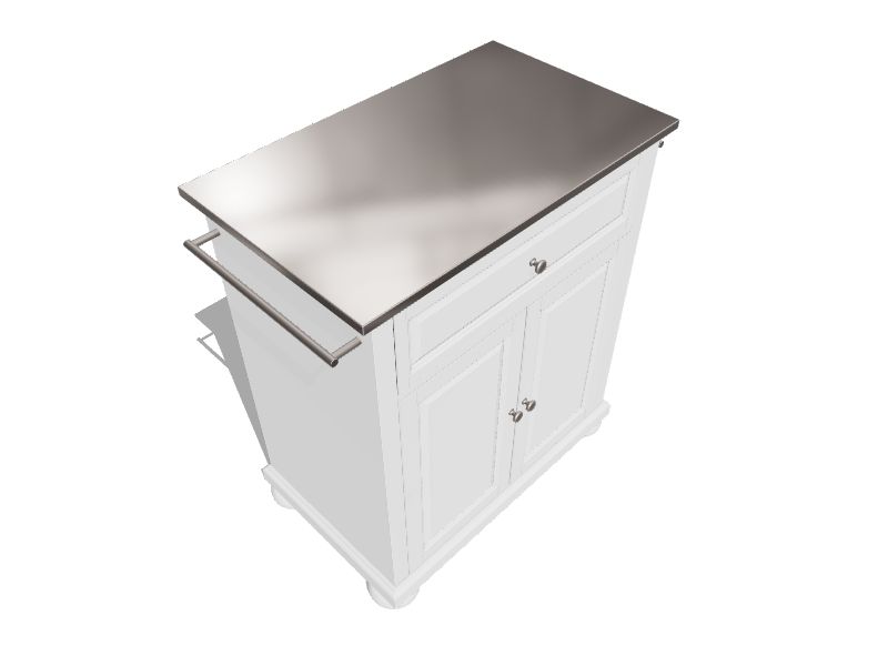 Crosley Furniture White Composite Base with Stainless Steel Metal Top