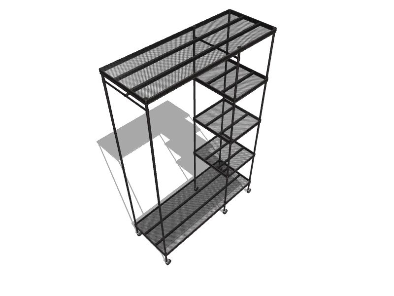 MZG Mesh 16in D x 45.3in W x 72in H 5Tier Steel Decorative Shelving