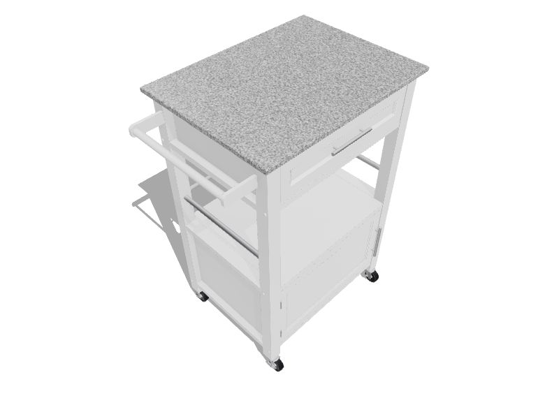 Linon White Wood Base with Mdf Granite Top Rolling Kitchen Cart (27in
