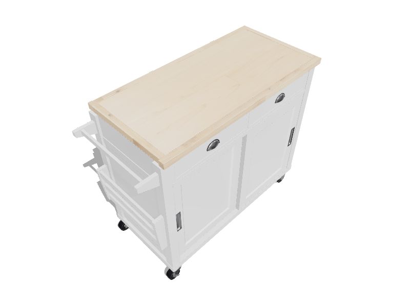 Linon White Wood Base with Mdf Wood Top Rolling Kitchen Cart (44in x