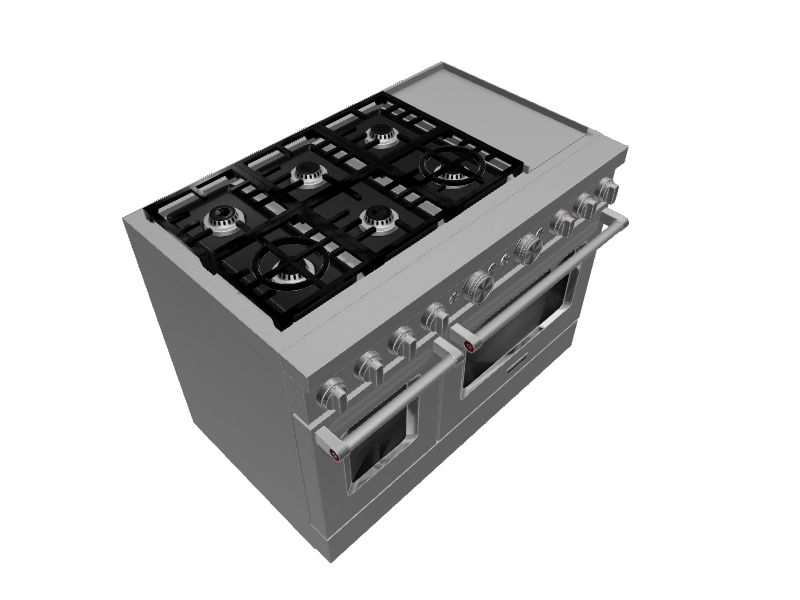 KitchenAid Commercial Style 48in 6 Burners 4.1cu ft / 2.2cu ft Self