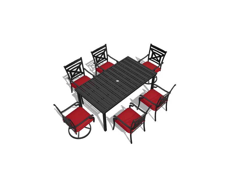 Garden Treasures Kingsmead 7Piece Black Patio Dining Set with Red