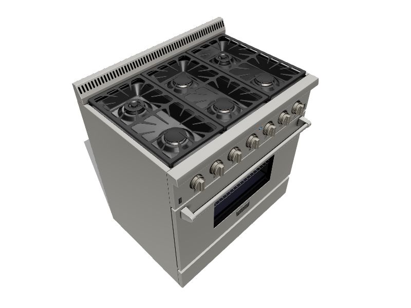 Kucht 36in Gas Range 36in 6 Burners 5.2cu ft Convection Oven