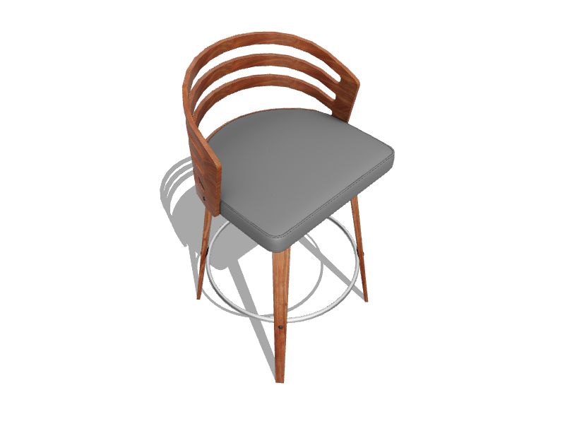 Armen Living Jayden Grey/Walnut Counter Height Upholstered Swivel Bar