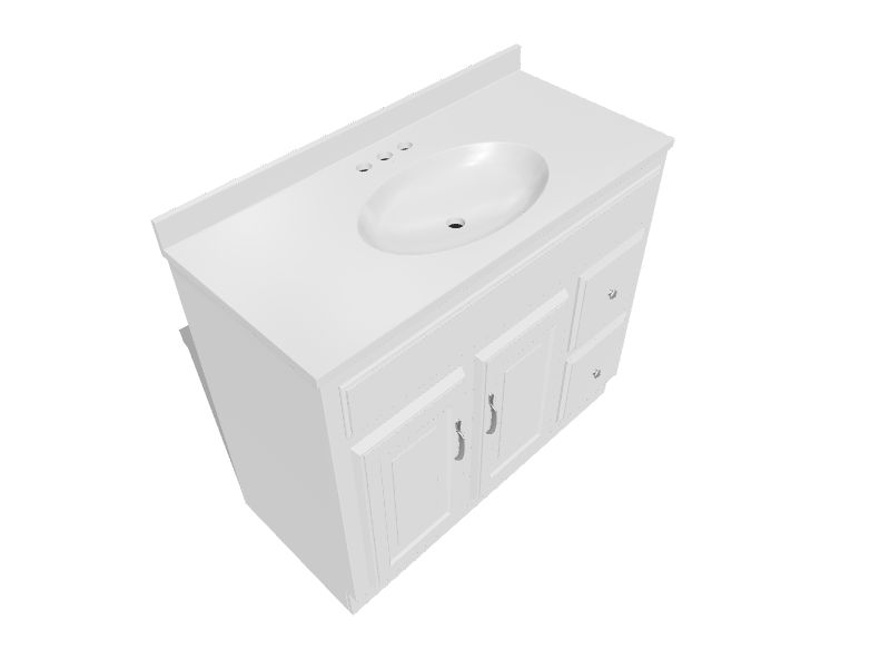 Design House 37in x 19in Solid White Cultured Marble Integral Single