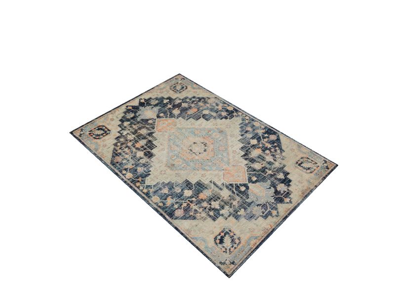 allen + roth Ellaria 4 x 6 Blue Indoor Distressed/Overdyed Area Rug at