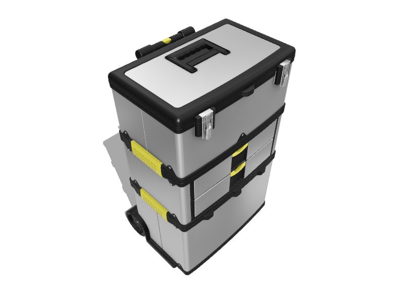 Fleming Supply 3Part Metal Tool Box on Wheels, Silver 22.25in 2