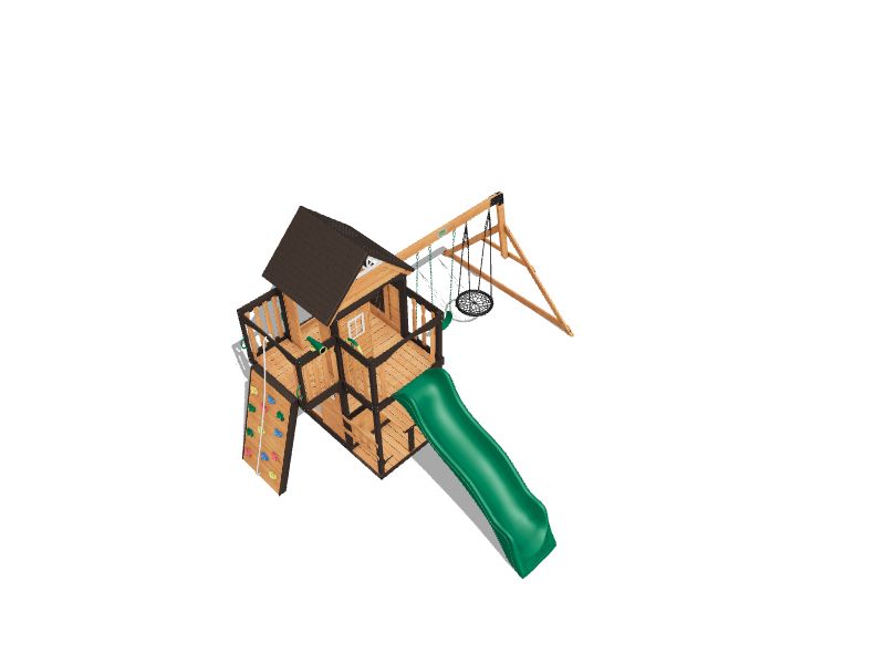 Backyard Discovery Canyon Creek Residential Wood Playset with Slide in