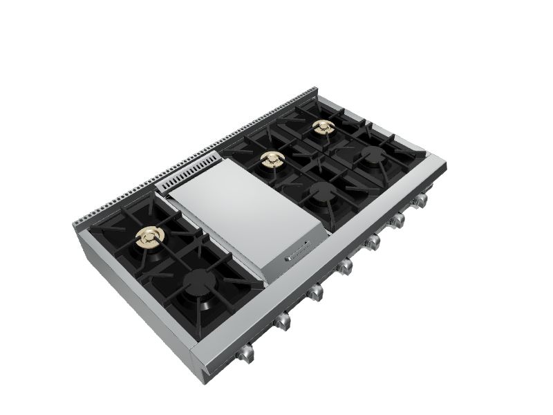 Thor Kitchen 48in 6 Burners Stainless Steel Gas Cooktop in the Gas