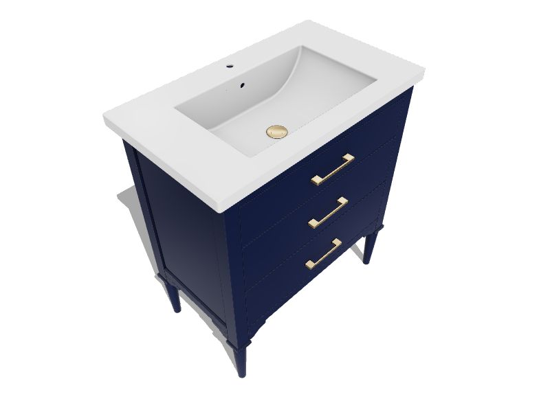 Design Element Mason 30in Blue Single Sink Bathroom Vanity with White