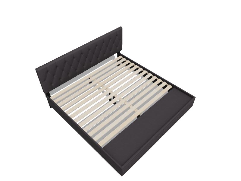 Brookside Anna Charcoal King Upholstered Platform Bed with Storage in