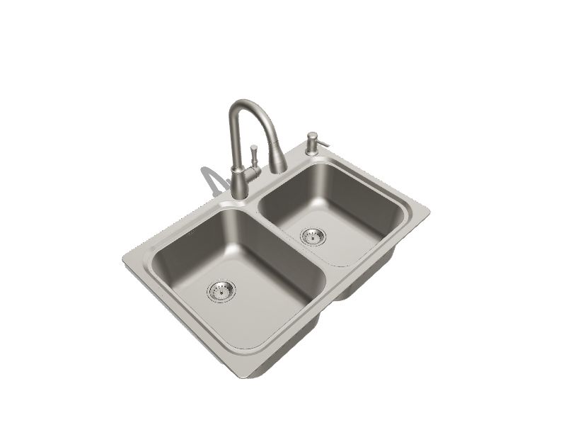 Moen Lainie Dualmount 33in x 22in Stainless Steel Double Offset Bowl