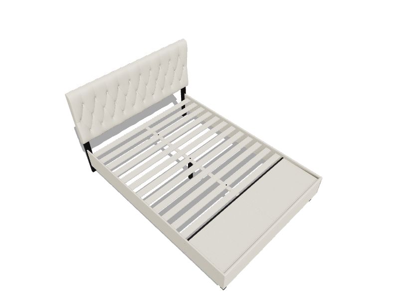 Brookside Anna Cream Full Upholstered Platform Bed with Storage in the