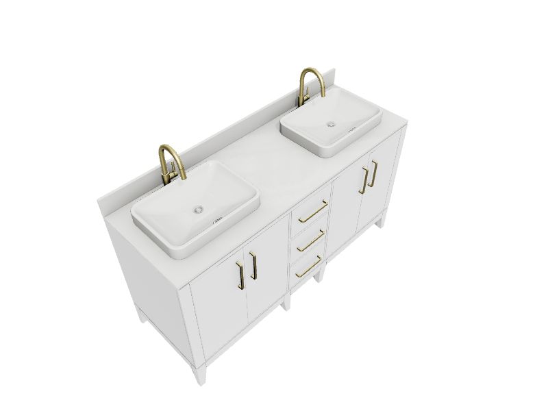 allen + roth Greer 60in White Semirecessed Double Sink Bathroom
