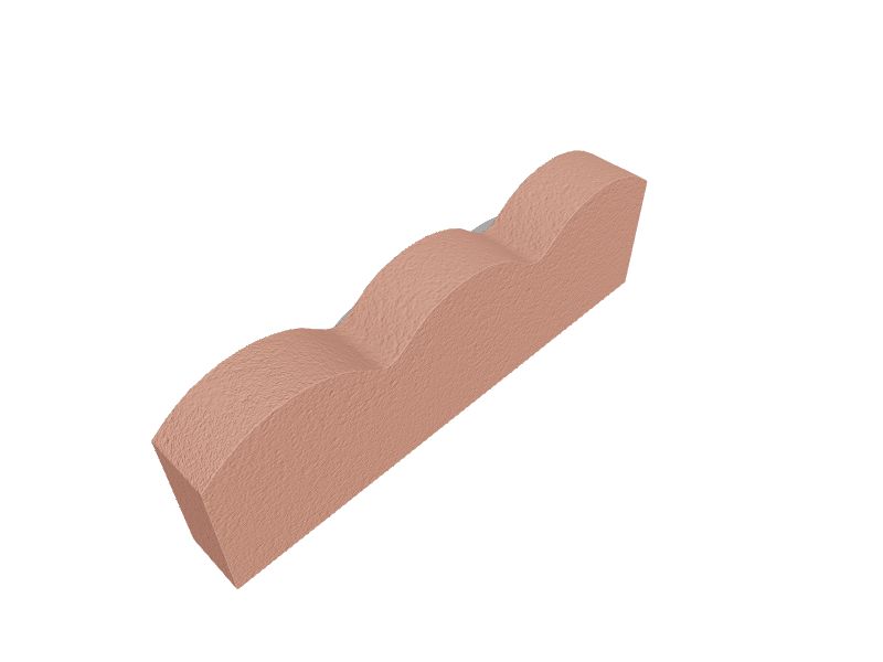 Scalloped 2in L x 16in W x 6in H Red Concrete Straight Edging Stone