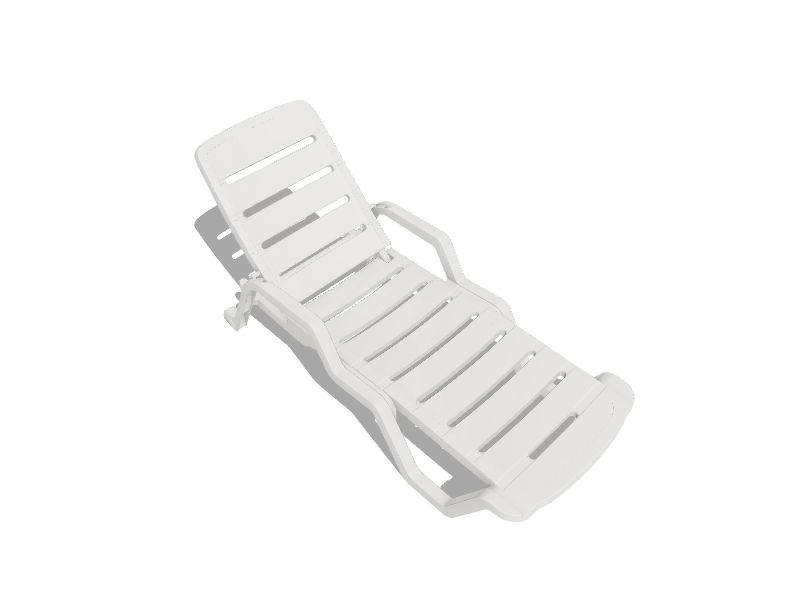 Adams Manufacturing Stackable White Plastic Frame Stationary Chaise Lounge Chair(s) with Slat
