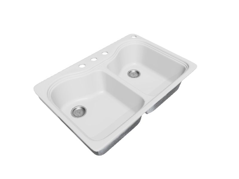 KOHLER Hartland DropIn 33in x 22in White Cast Iron Double Equal Bowl