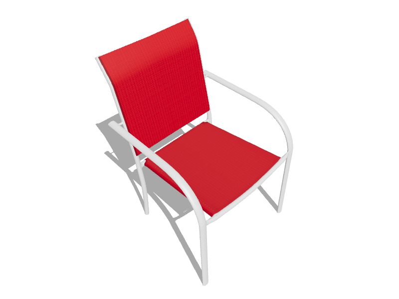 Garden Treasures Stackable White Steel Frame Stationary Dining Chair(s) with Red Sling Seat in