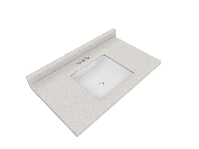 37in Dune Solid Surface Integral Single Sink Bathroom Vanity Top at