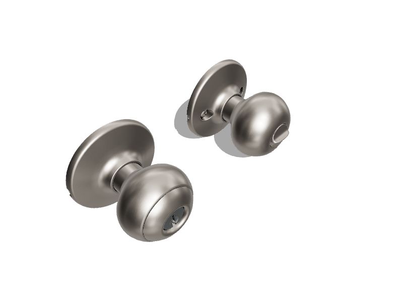 Kwikset Security Polo Satin Nickel Exterior No Deadbolt Keyed Entry Door Knob with Antimicrobial