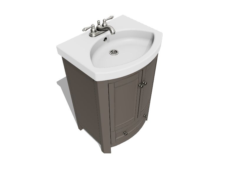 Runfine Bellina 24in Gray Single Sink Bathroom Vanity with White