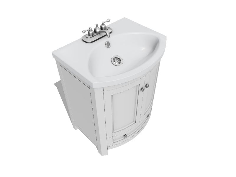Runfine Bellina 24in White Single Sink Bathroom Vanity with White