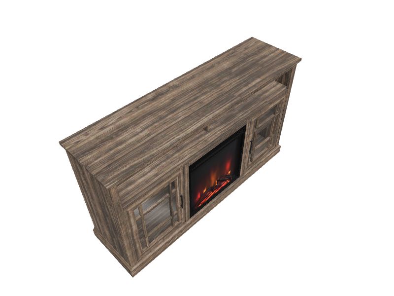 Walker Edison 58in W Grey Wash TV Stand with LED Electric Fireplace in