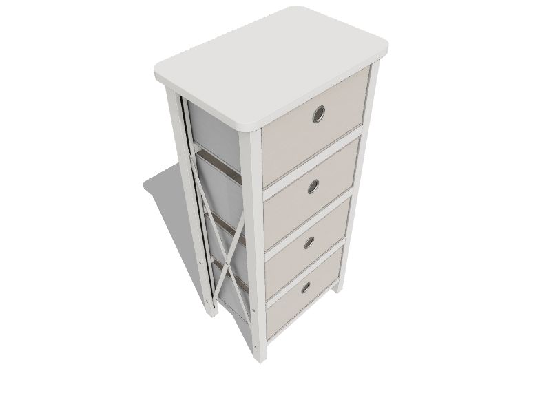 Brookside 4Drawers White and Gray Wood Laminate Storage Drawer Tower