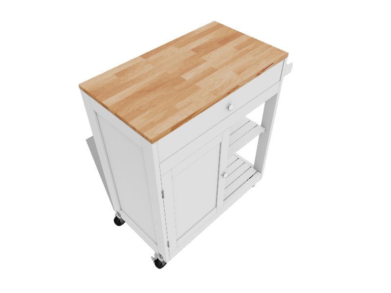 Glitzhome White Wood Base with Wood Top Rolling Kitchen Island (17.24in x 32.48in x 34.45in