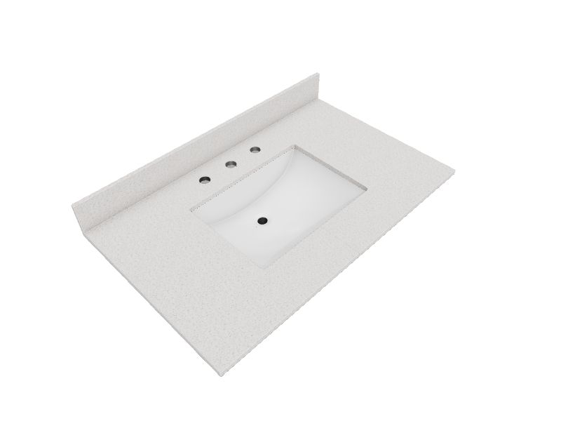 allen + roth Meridian 37in x 22in White/Polished Engineered Marble