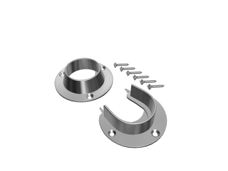 Project Source Rod Flange 2Pack Chrome Steel/Zinc Alloy Rod Support