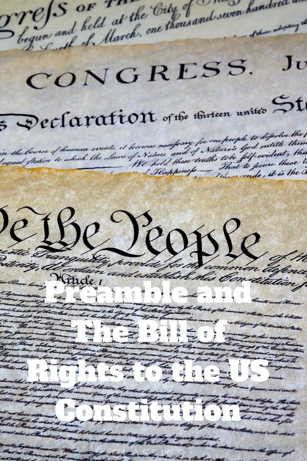 Preamble and The Bill of Rights to the US Constitution Summary