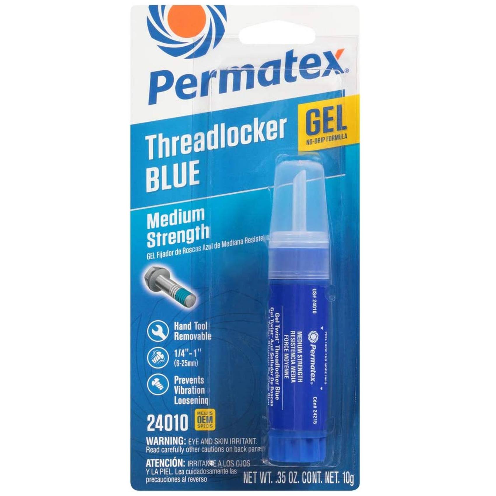 Threadlocker (Blue) (Medium Strength) (0.35oz Gel Twist) Permatex 24010