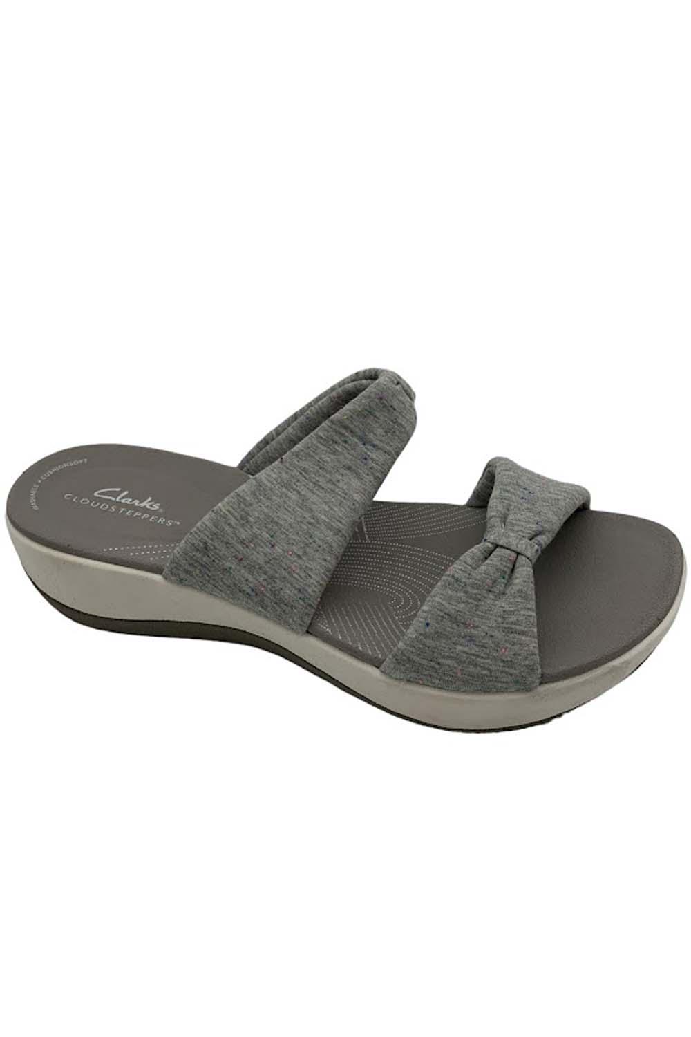 Clarks Cloudsteppers Jersey Slide Sandals Arla Coast Gray Jender