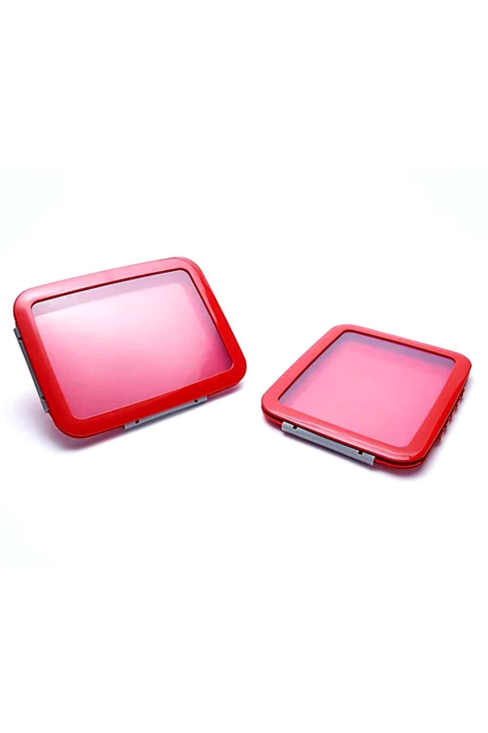 Food Flex Large Flat Food Storage Containers Red Set of 2 Jender