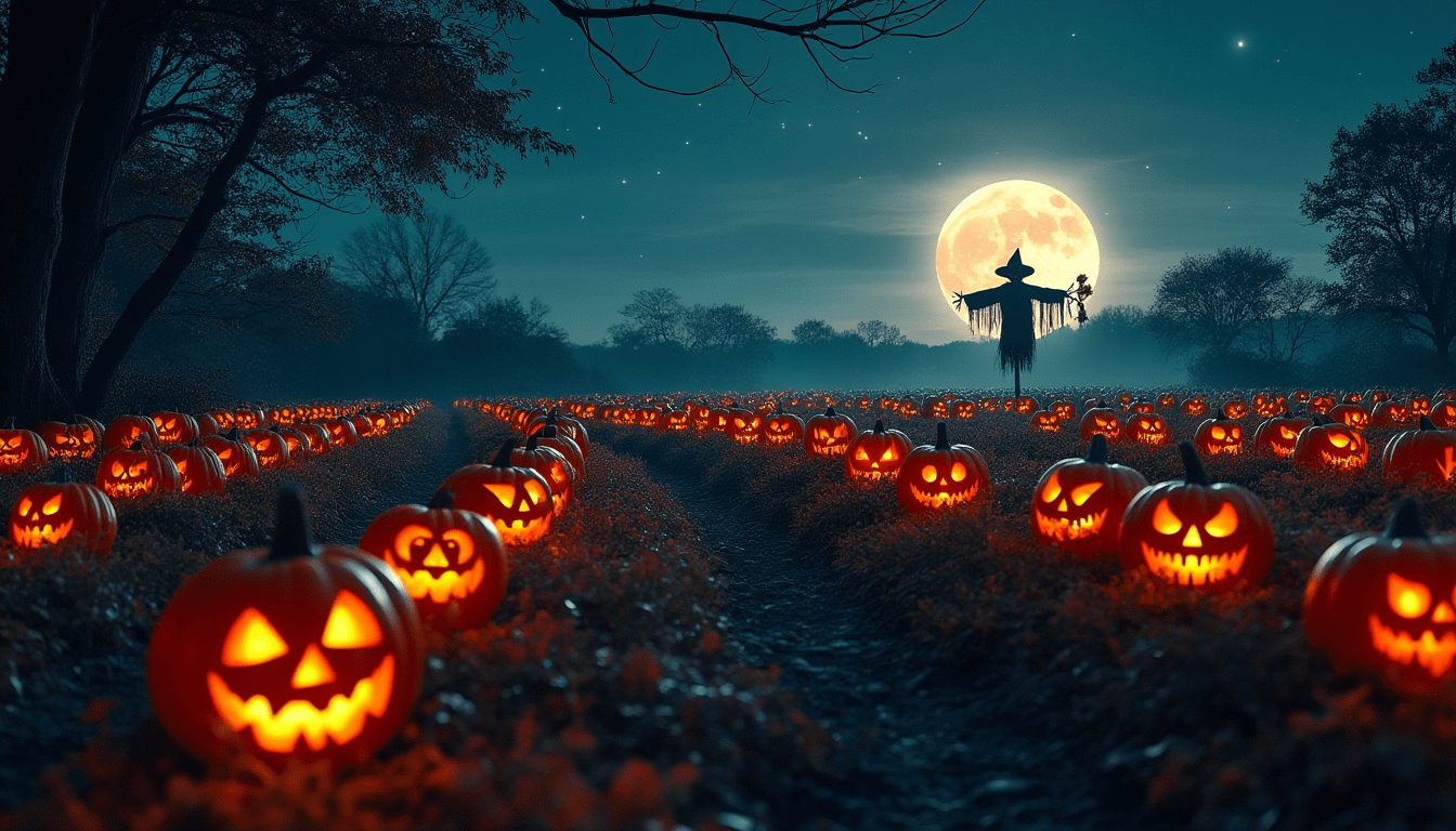 Pumpkin Patch Night Free Premium Microsoft Teams Background