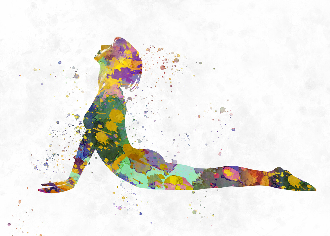Wall Art Print Young woman practices yoga in watercolor Gifts