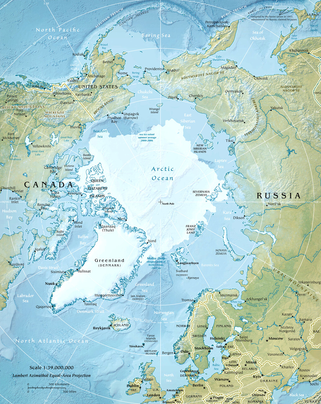 Map of Physical Arctic Region Map ǀ Maps of all cities and countries