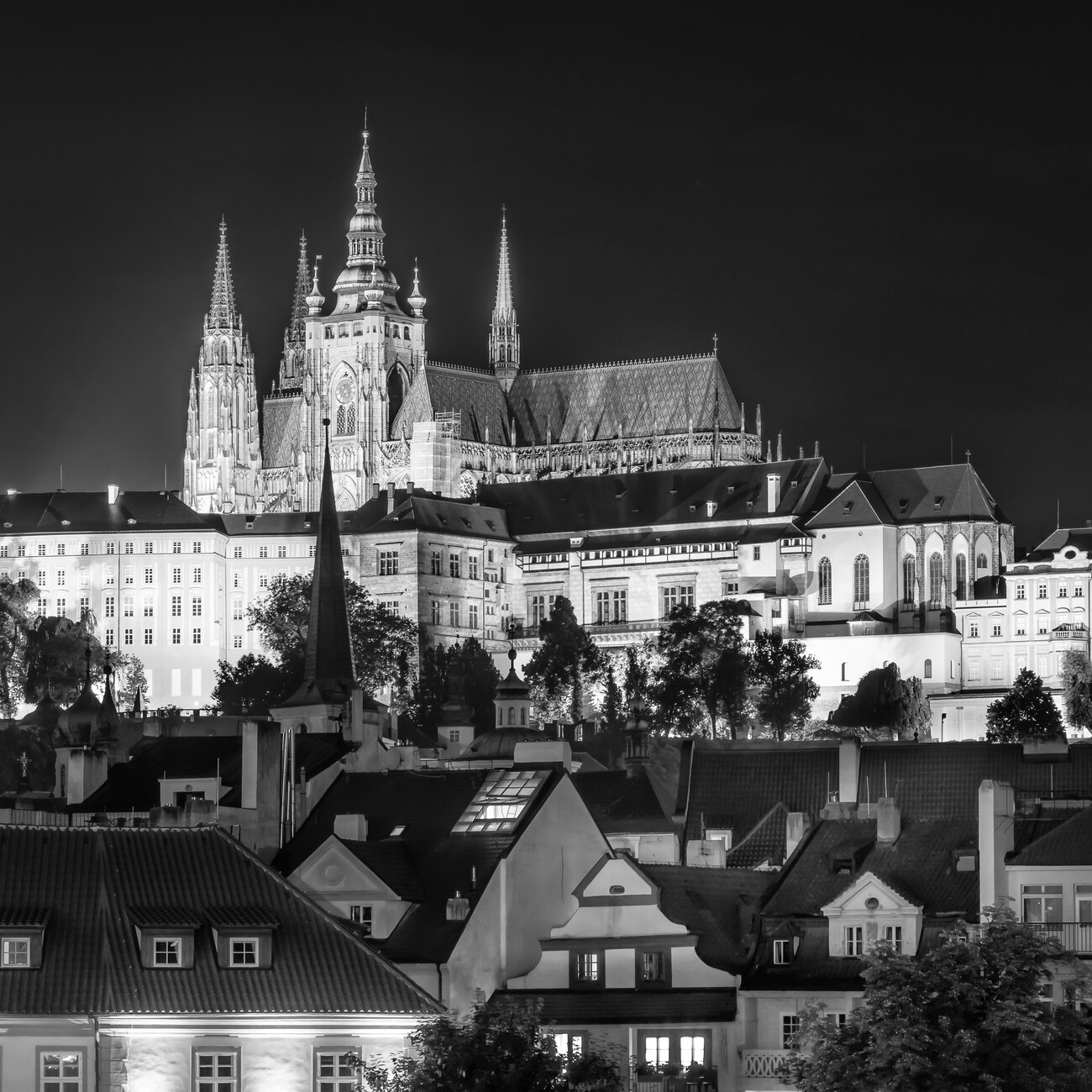 Prague Castle and St. Vitus Cathedral in Prague Posters, Art Prints