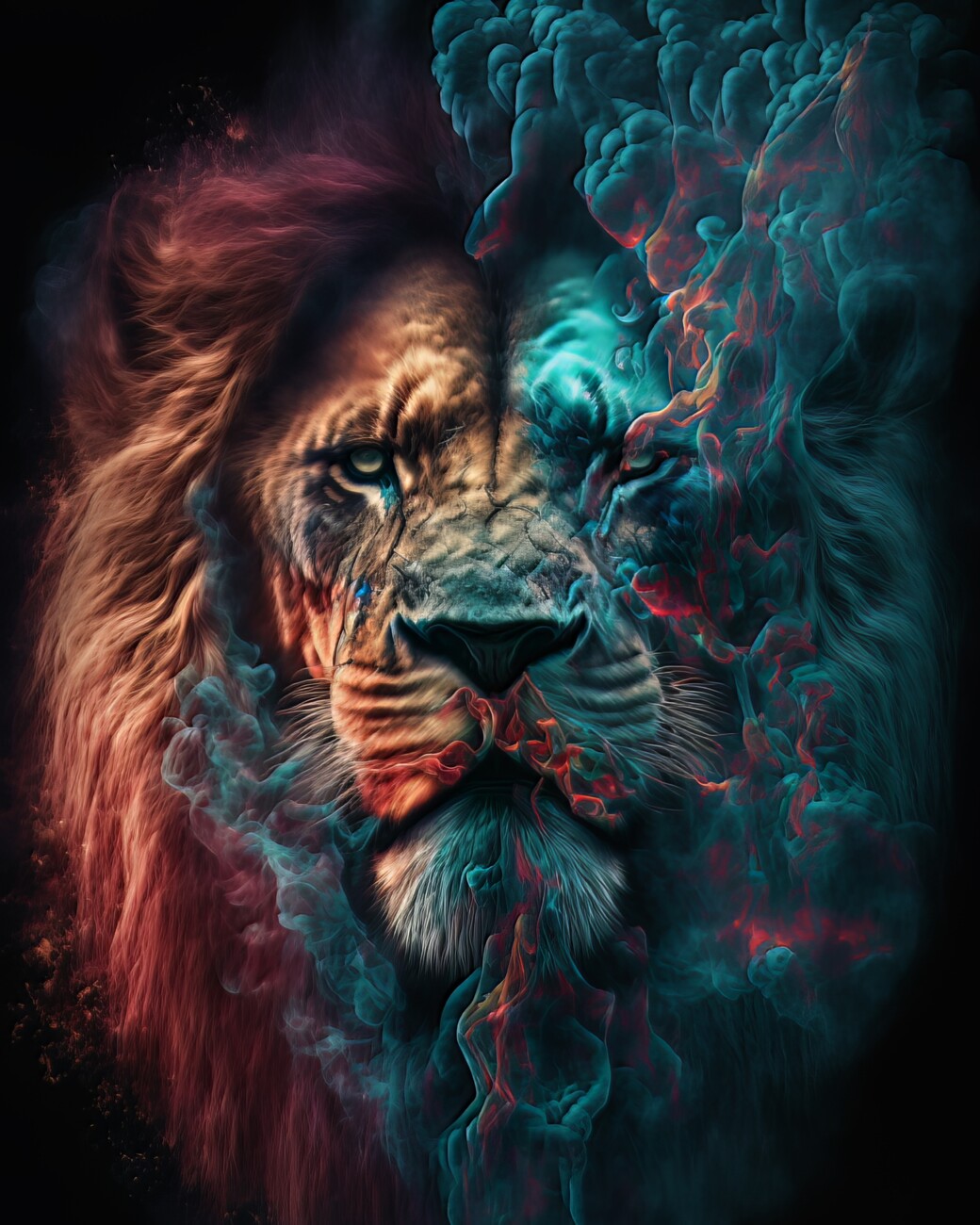 Wall Art Print Colorful Lion Europosters