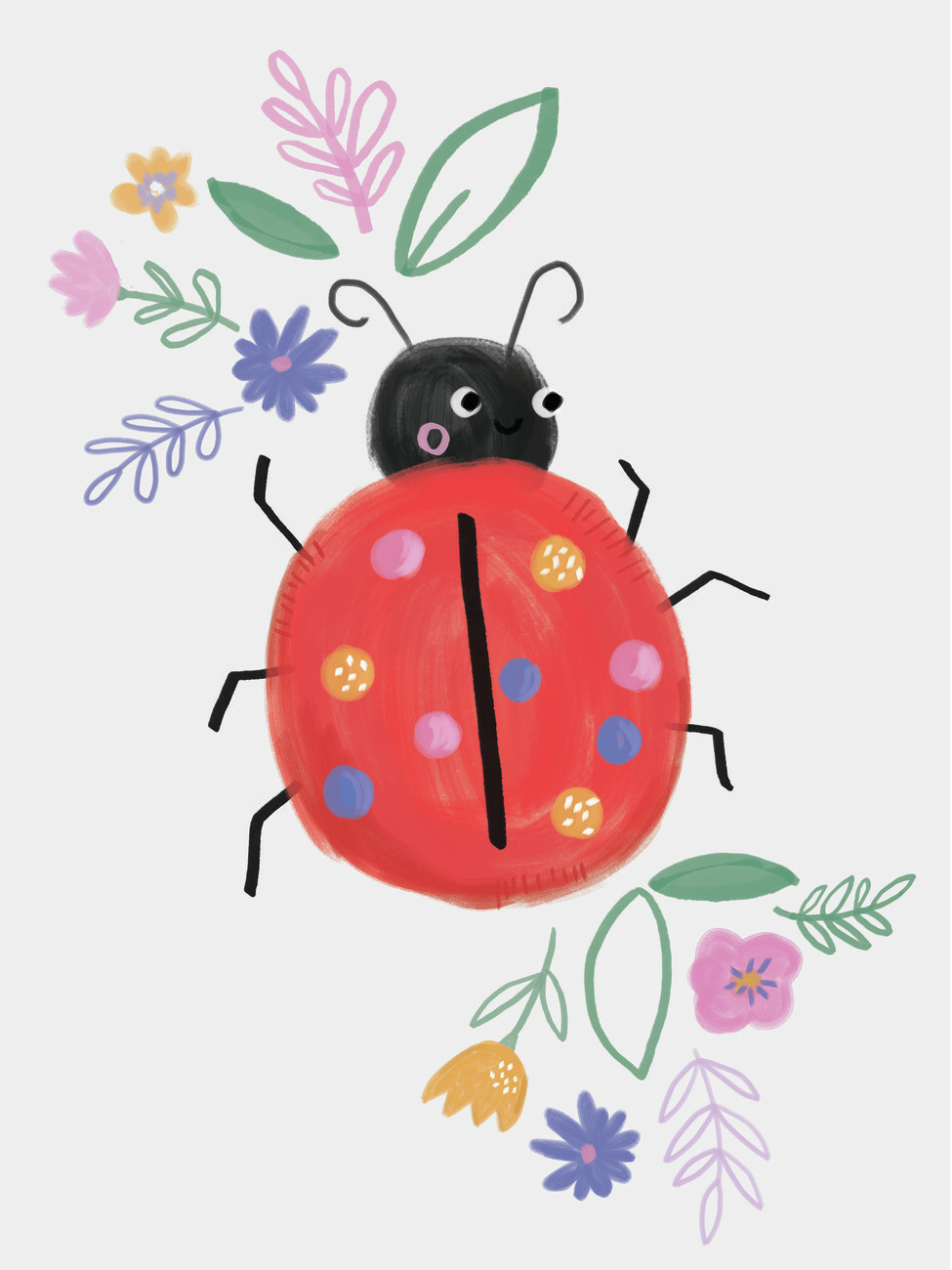Művészi illusztráció cute critters lady bug kids print Europosters